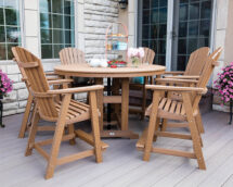 60 Inch Round Garden Classic Table and Comfo Back Counter Chair - Anitque Mahogany (2).