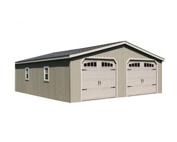 24'Wx28'L double-wide clay, almond, and charcoal gray garage.