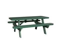 Green picnic table.