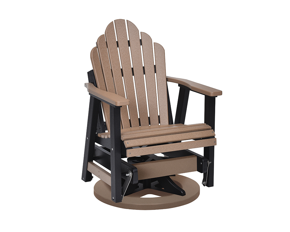 Brown and black Cozi back swivel outdoor glider chair.