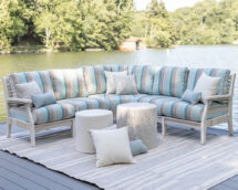 Berlin Gardens Classic Terrace Sectional in Seashell with Gateway Mist Fabric.