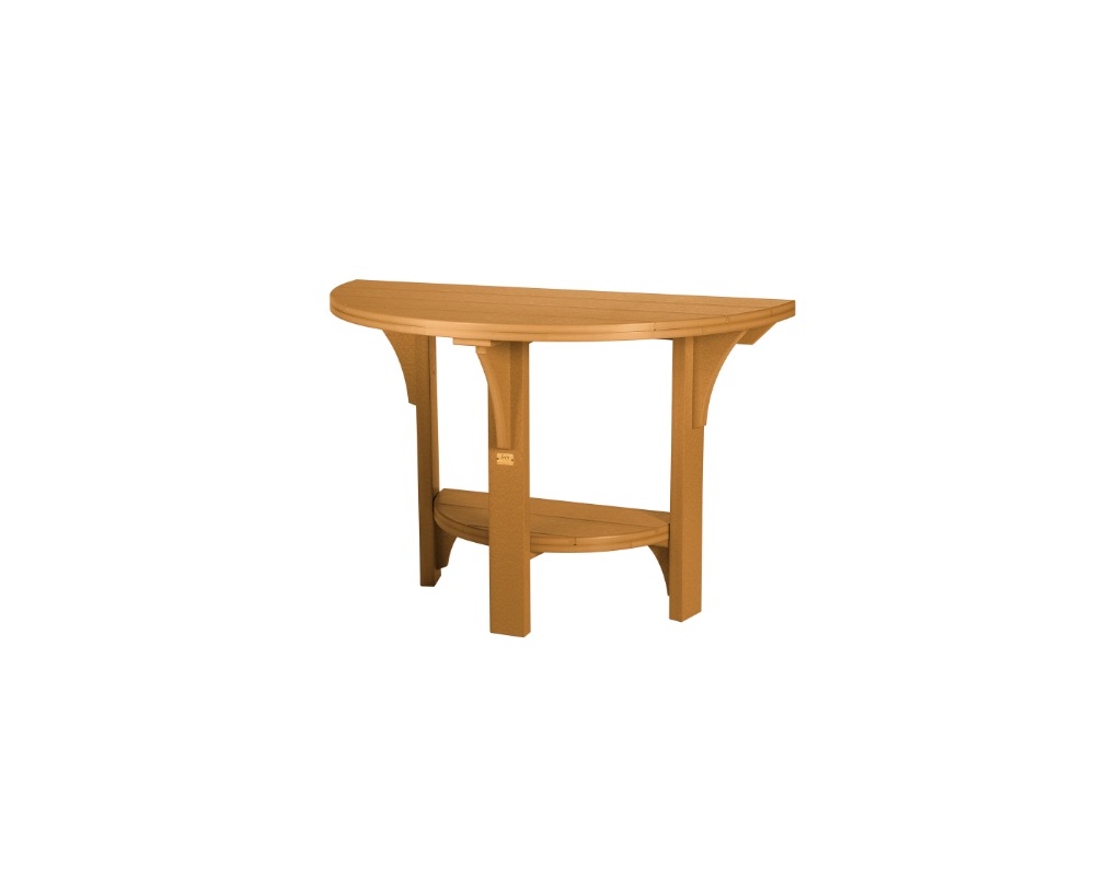 Light brown Great Bay half round dining table.