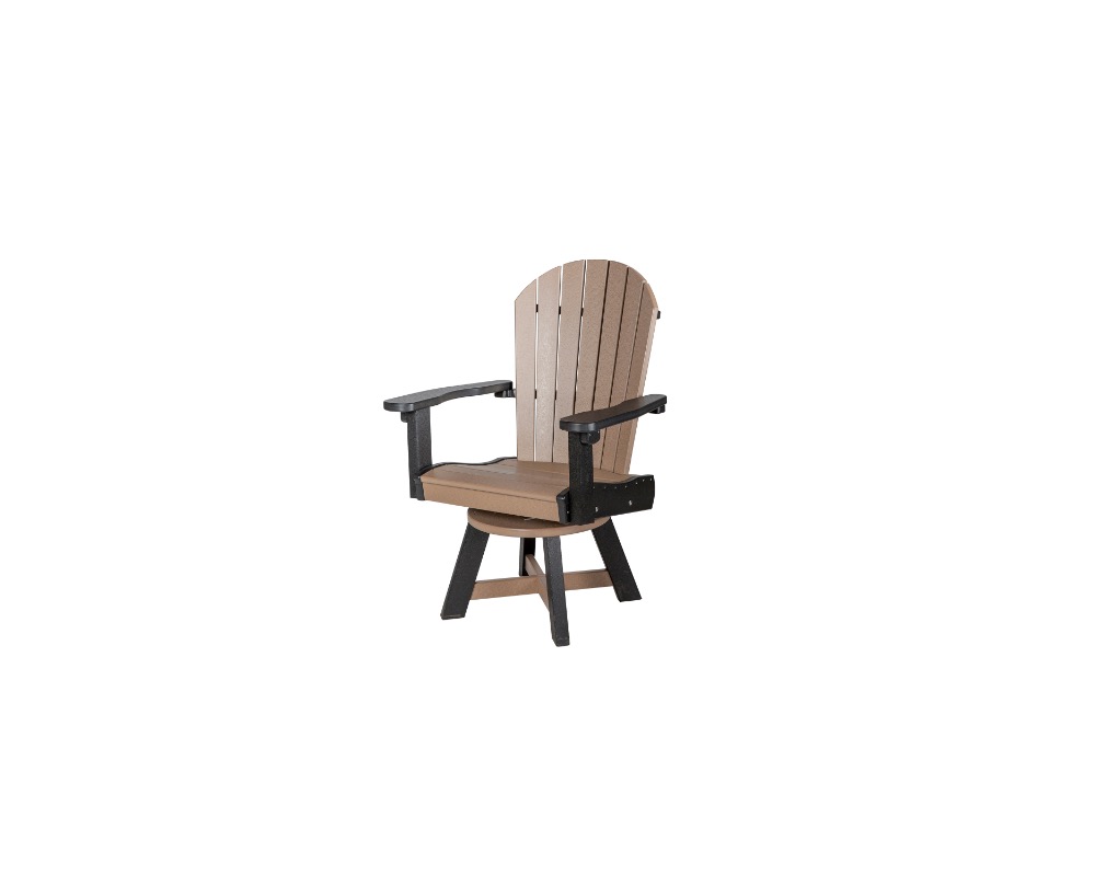 Tan and black Great Bay swivel dining chair.