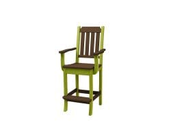 Green and brown Keystone bar arm chair with foot rest.