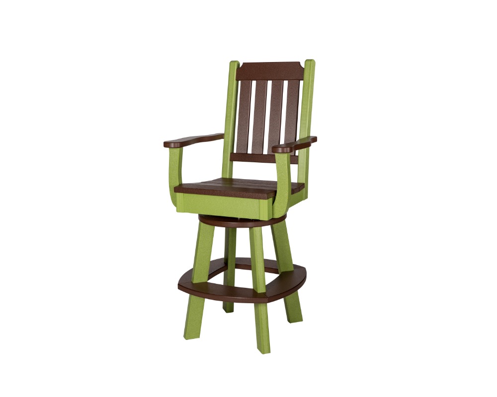 Green and brown Keystone swivel bar chair.