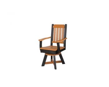 Brown and black Keystone swivel dining chair.