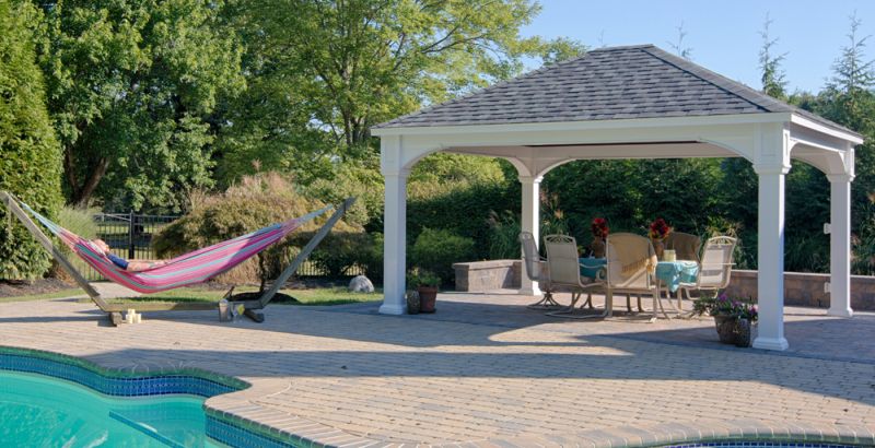 traditional white vinyl pavilion