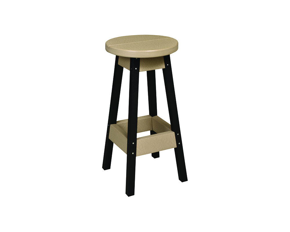 Bar stool with a tan top and black legs