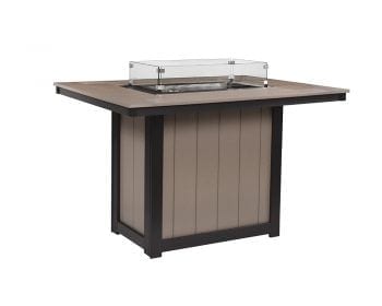 Brown Donoma rectangular counter fire table.