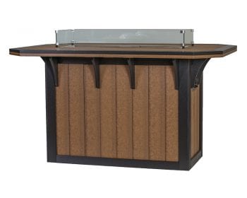 Brown SummerSide 4'x6' bar height fire table with black accents.