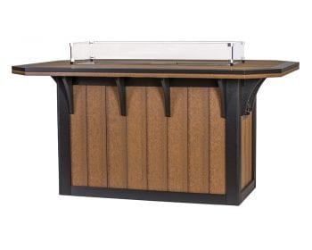Brown SummerSide 4'x6' counter height fire table with black accents.