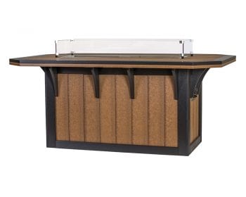 Brown SummerSide 4'x6' dining height fire table with black accents.
