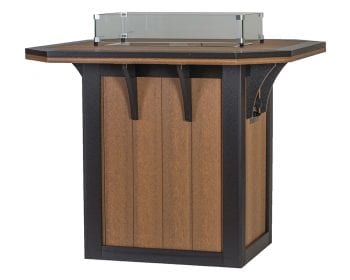 Brown SummerSide 4'x4' bar height fire table with black accents.