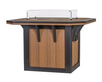 Brown SummerSide 4'x4' dining height fire table with black accents.