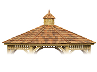 Gazebo with Cedar Wood Shake Roof.