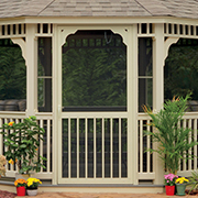 Vinyl Gazebo with Screen Door.