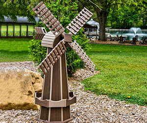 Poly Windmill for backyard decor.