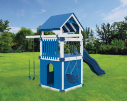 SK Basecamp 55 Clubhouse Vinyl Playset in White Vinyl & Blue Accents.