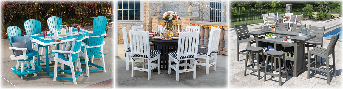 Great Bay Counter Height Dining Chairs, Keystone Dining Chairs, Bristol Bar Chairs & Saddle Bar Stools with Outdoor Island. 