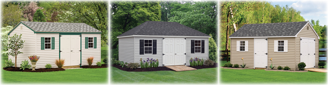 Vinyl A-Frame Shed, Vinyl Provincial Shed, Vinyl Cape Cod Shed.