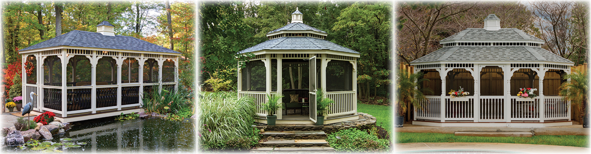 Rectangular Vinyl Gazebo, Octagon Vinyl Gazebo, Oval Vinyl Gazebo.