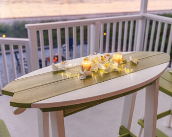 4' Surf-Aira Bar Table Set Lime Green & Ivory.