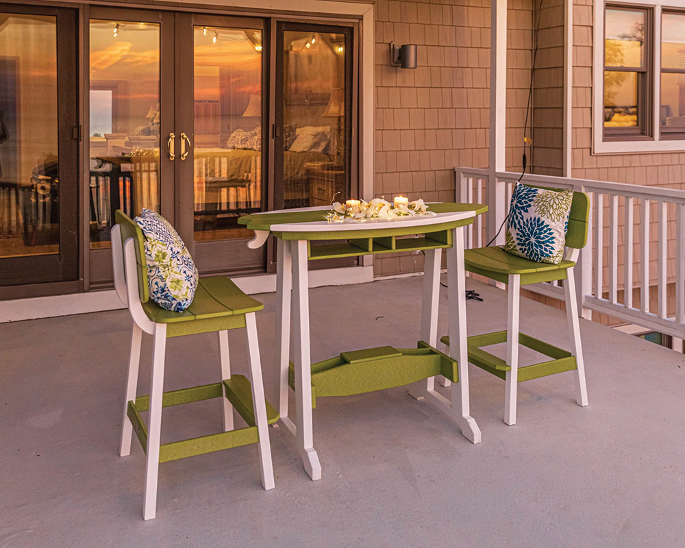4' Surf-Aira Bar Table Set Lime Green & Ivory.