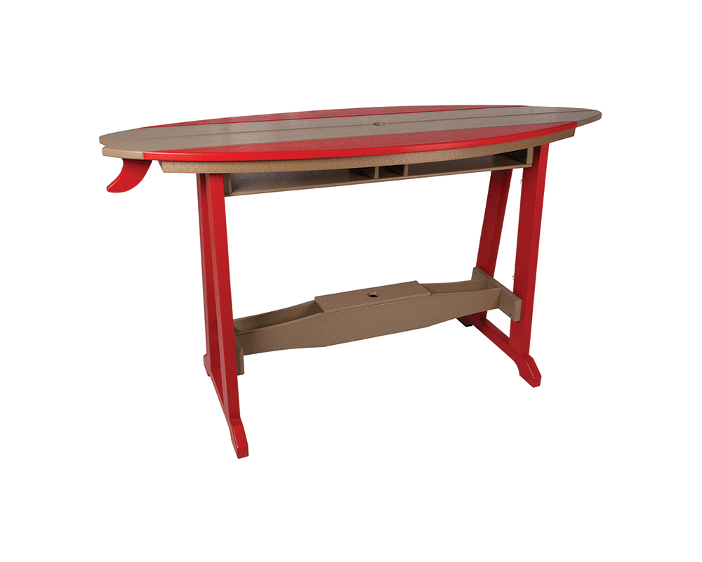 6' Surf-Aira Bar Table, Red & Weatherwood.