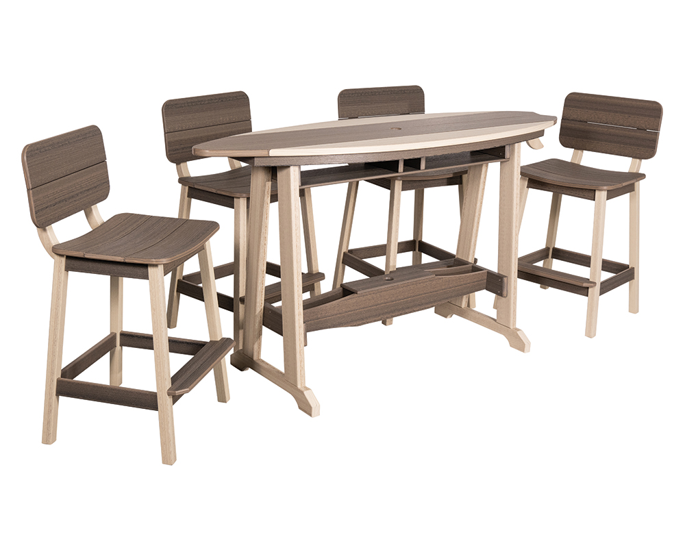 6' Surf-Aira Bar Table Set, Birch & Coastal Gray.