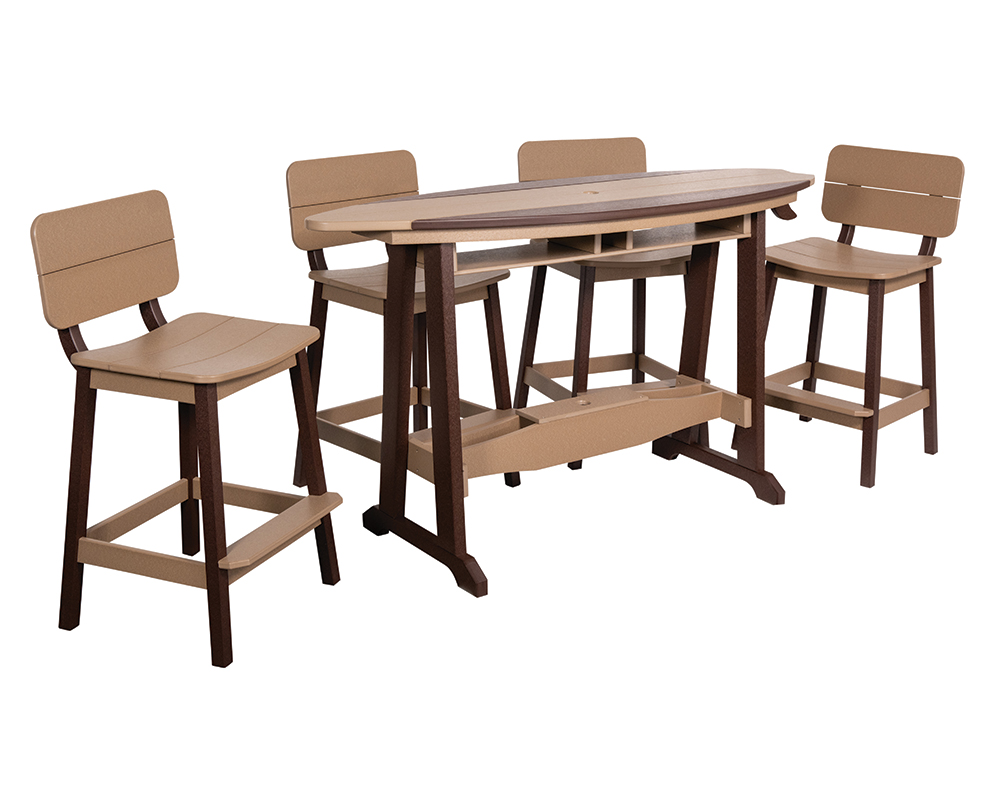 6' Surf-Aira Bar Table Set, Brown & Weatherwood.