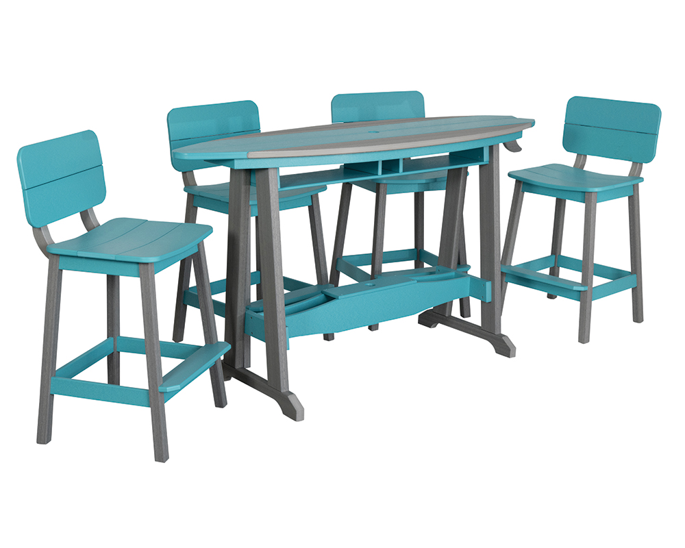 6' Surf-Aira Bar Table Set, Dark Gray & Aruba.