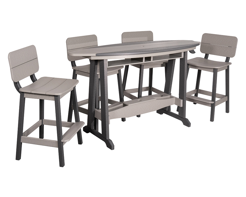 6' Surf-Aira Bar Table Set, Dark Gray & Light Gray.