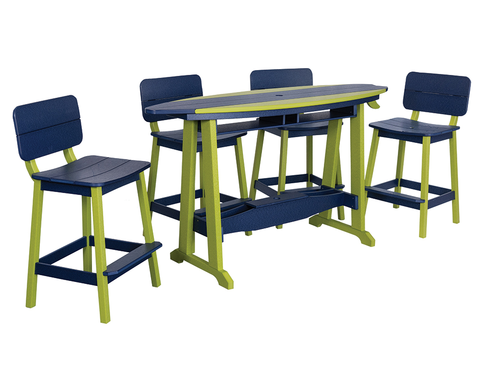 6' Surf-Aira Bar Table Set, Lime Green & Patriot Blue.