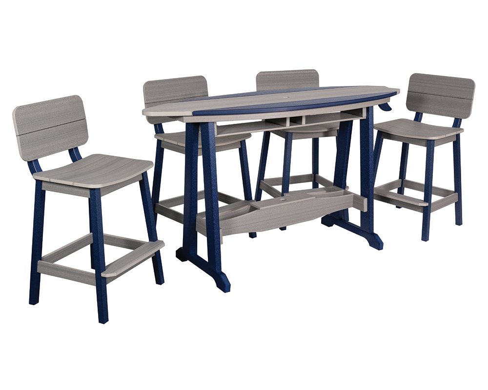 6' Surf-Aira Bar Table Set, Patriot Blue & Driftwood.