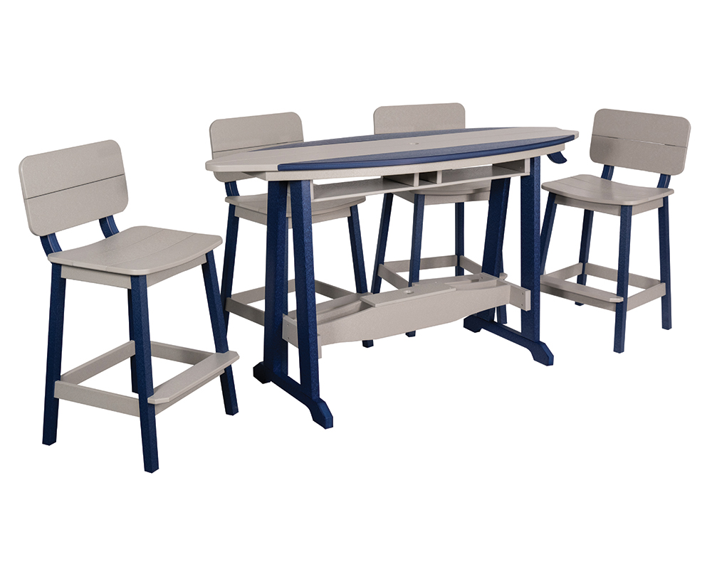 6' Surf-Aira Bar Table Set, Patriot Blue & Light Gray.