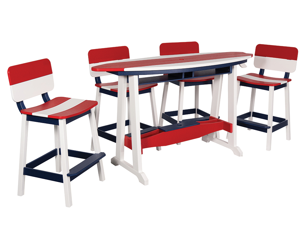 6' Surf-Aira Bar Table Set, Patriotic.