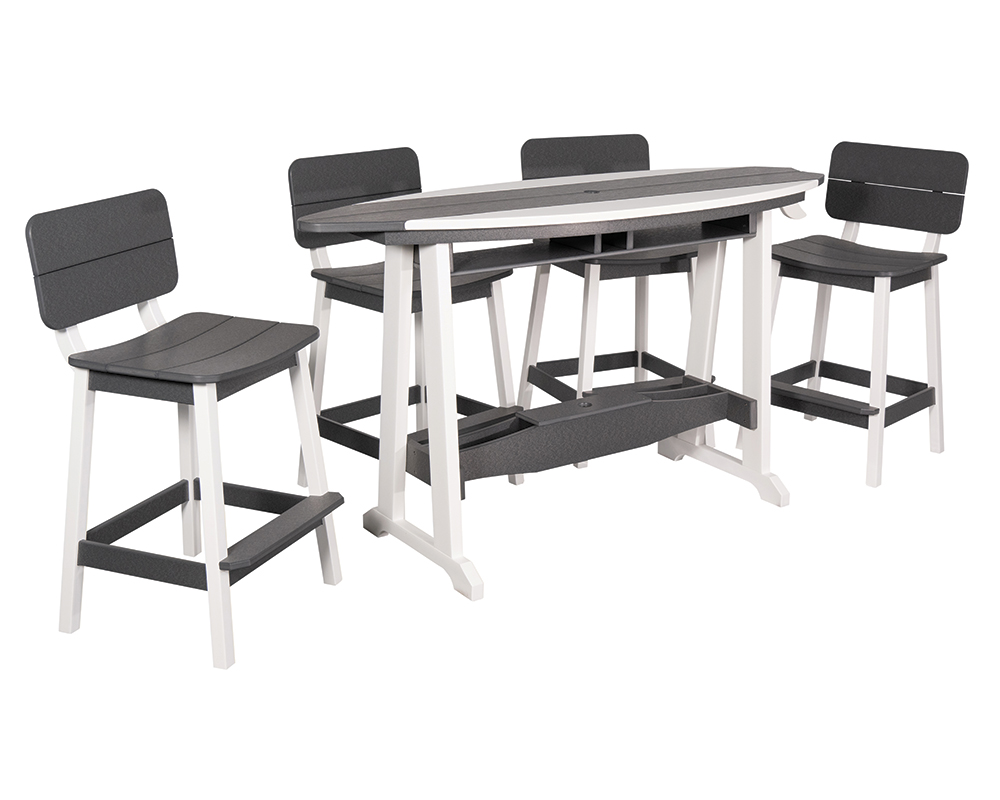 6' Surf-Aira Bar Table Set, White & Dark Gray.