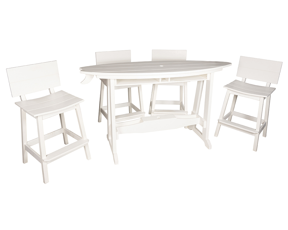 6' Surf-Aira Bar Table Set, White.