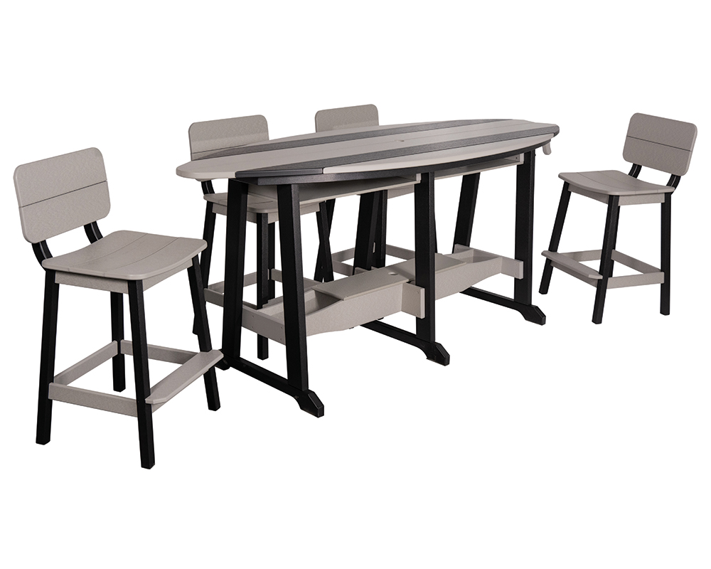 8' Surf-Aira Bar Table Set, Black & Coastal Gray.