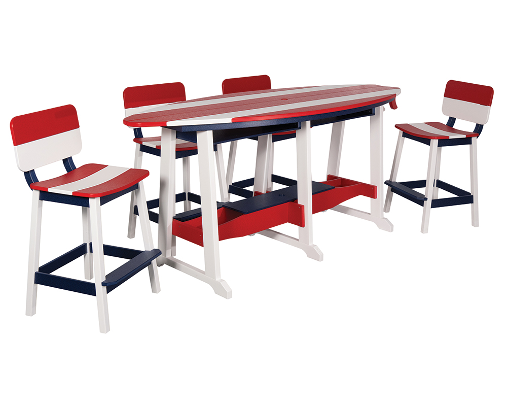 8' Surf-Aira Bar Table Set, Patriotic.