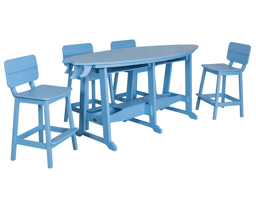 8' Surf-Aira Bar Table Set, Powder Blue.
