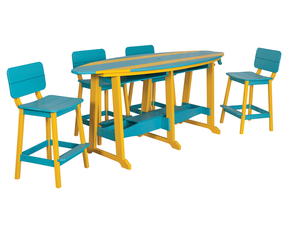 8' Surf-Aira Bar Table Set, Yellow & Aruba.