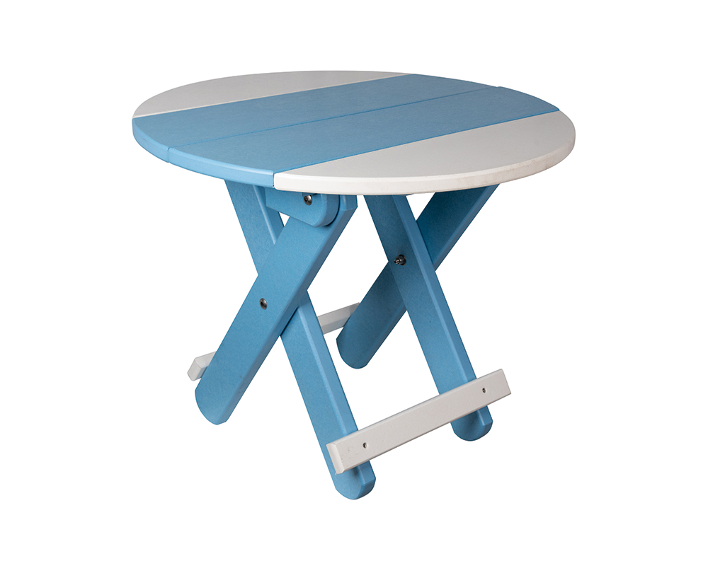Folding Table round Powder Blue & White.
