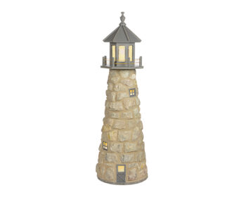 5 FT Stone Lighthouse with Gray Top.