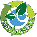 Eco Friendly Logo with green arrows and leaves.