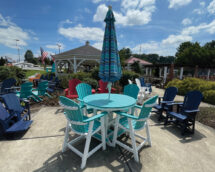 Comfo-Back 48" Round Counter Table Set.