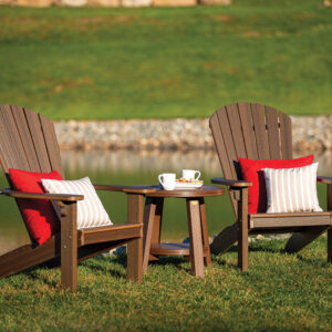 SeaAira Adirondack Chairs w_ Bistro Table Chat Set, Brazilian Walnut.