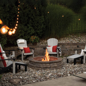 SeaAira Adirondack Chairs w_ Ottomans, Grey on Black.