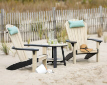 SeaAira Adirondack w_ Bistro Table Chat Set, Birch on Black.