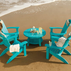 SeaAira Adirondacks w_ Conversation Table, Turquoise.
